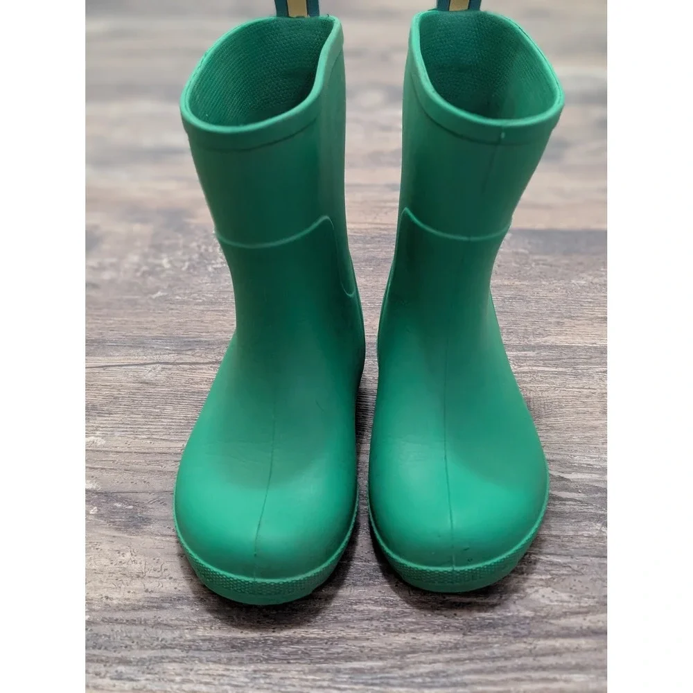 Totes Everywear Kids Rain Boots Green Waterproof Rubber Pull On Size 9-10